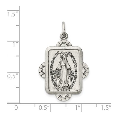 Sterling Silver Antiqued Miraculous Medal Pendant – view 5