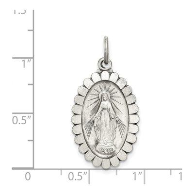 Sterling Silver Antiqued Miraculous Medal Pendant – view 4