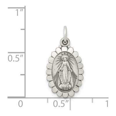 Sterling Silver Antiqued Miraculous Medal Pendant – view 4