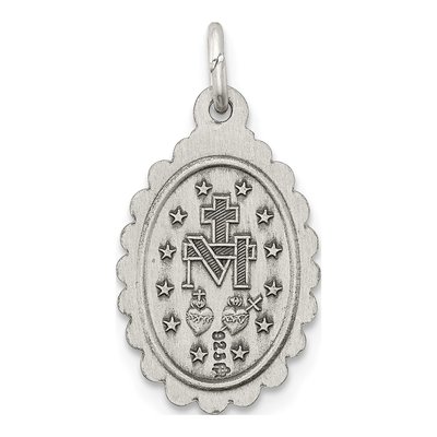 Sterling Silver Antiqued Miraculous Medal Pendant – view 5