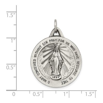 Sterling Silver Antiqued Miraculous Medal Pendant – view 4