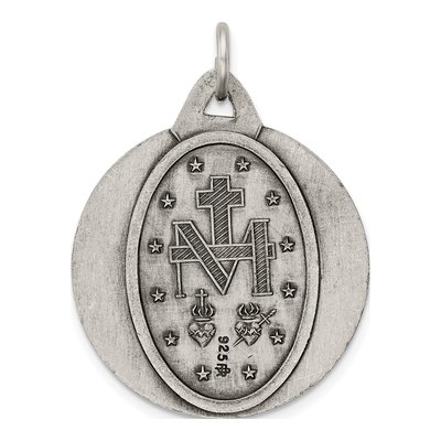 Sterling Silver Antiqued Miraculous Medal Pendant – view 5