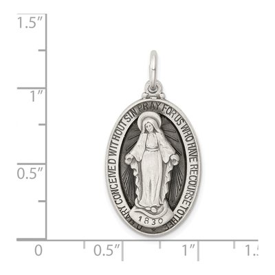 Sterling Silver Antiqued Miraculous Medal Pendant – view 4