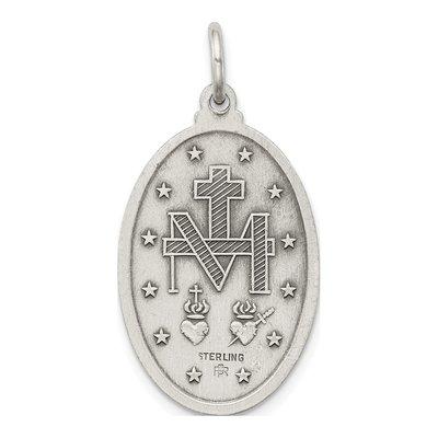 Sterling Silver Antiqued Miraculous Medal Pendant – view 5