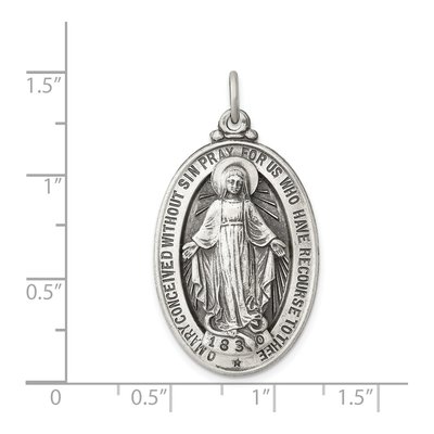 Sterling Silver Antiqued Miraculous Medal Pendant – view 4