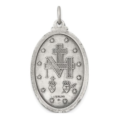 Sterling Silver Antiqued Miraculous Medal Pendant – view 5