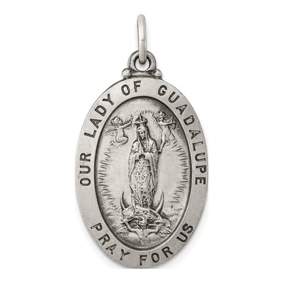 Sterling Silver Our of Guadalupe Medal Pendant