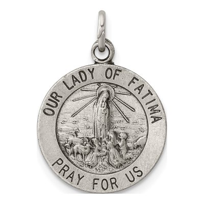 Sterling Silver Antiqued Our of Fatima Medal Pendant