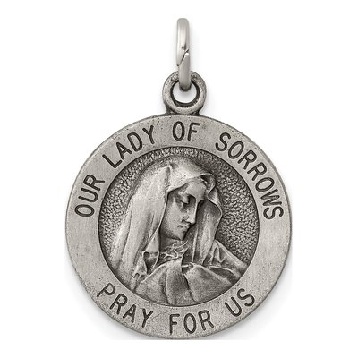 Sterling Silver Our of Sorrows Medal Pendant