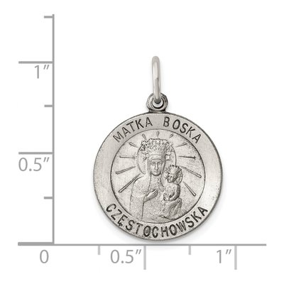 Sterling Silver Antiqued Matka Boska Medal Pendant – view 4