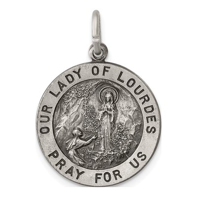 Sterling Silver Our of Lourdes Medal Pendant