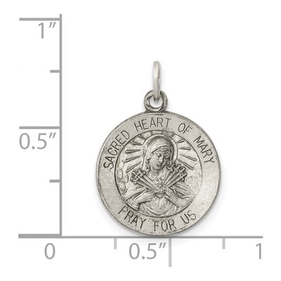 Sterling Silver Antiqued Sacred Heart of Mary Medal Pendant – view 4