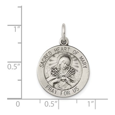 Sterling Silver Sacred Heart of Mary Medal Pendant – view 4