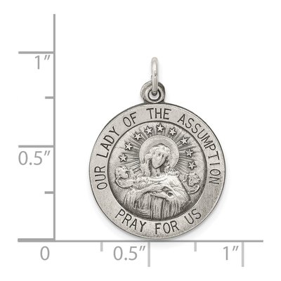 Sterling Silver Antiqued Our of Assumption Medal Pendant – view 4