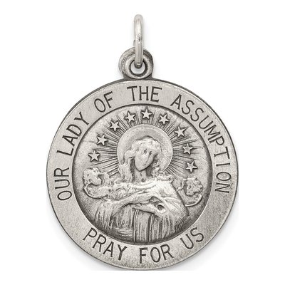 Sterling Silver Antiqued Our of Assumption Medal Pendant