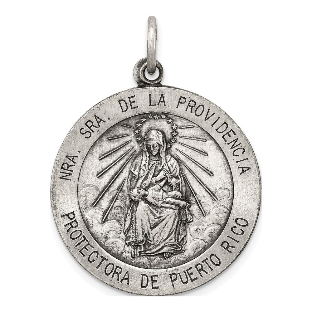 Sterling Silver Antiqued de LA Providencia Medal Pendant