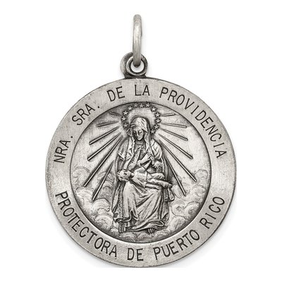 Sterling Silver Antiqued de LA Providencia Medal Pendant