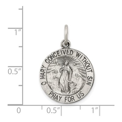 Sterling Silver Antiqued Blessed Mother Medal Pendant – view 5