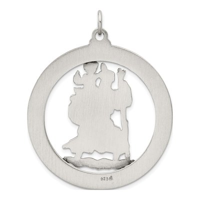 Sterling Silver Antiqued St Christopher Medal Pendant – view 4