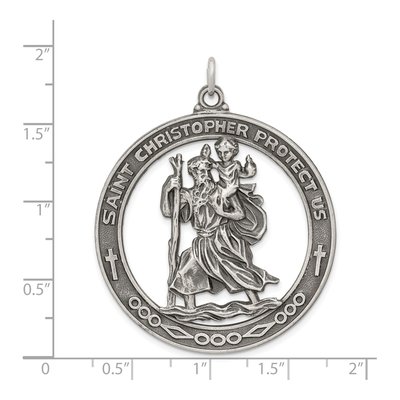 Sterling Silver Antiqued St Christopher Medal Pendant – view 5