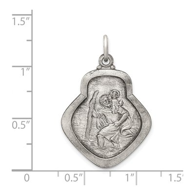 Sterling Silver Antiqued Saint Christopher Medal Pendant – view 4