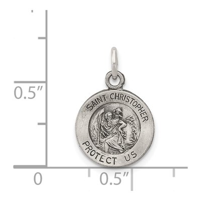 Sterling Silver Antiqued Saint Christopher Medal Pendant – view 4