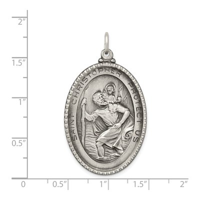 Sterling Silver Antiqued Saint Christopher Medal Pendant – view 4
