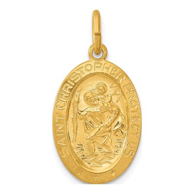 Gold-Plated Sterling Silver Saint Christopher Medal Pendant