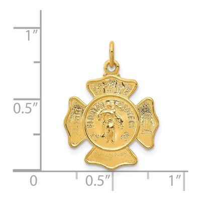 Gold-Plated Sterling Silver Saint Florian Fireman's Badge Medal Pendant – view 4