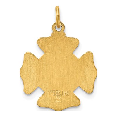 Gold-Plated Sterling Silver Saint Florian Fireman's Badge Medal Pendant – view 5