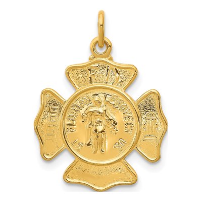 Gold-Plated Sterling Silver Saint Florian Fireman's Badge Medal Pendant