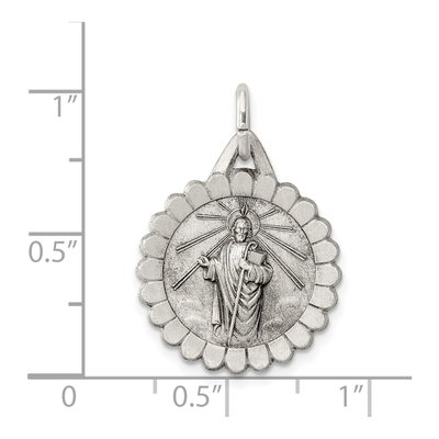 Sterling Silver Antiqued Saint Jude Thaddeus Medal Pendant – view 4