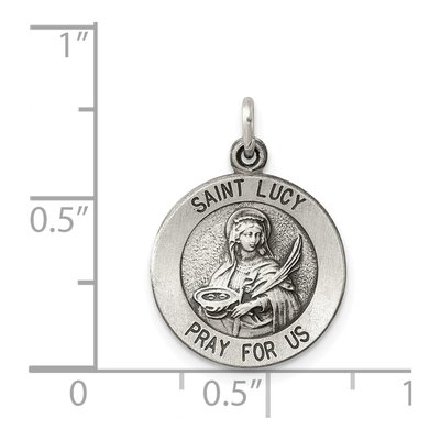 Sterling Silver Antiqued Saint Lucy Medal Pendant – view 4