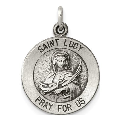Sterling Silver Antiqued Saint Lucy Medal Pendant