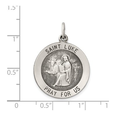 Sterling Silver Antiqued Saint Luke Medal Pendant – view 5