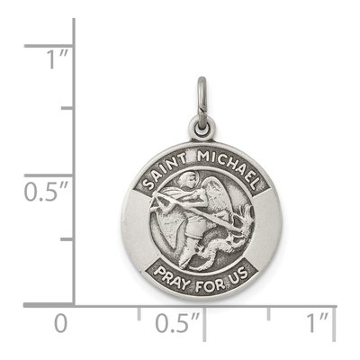 Sterling Silver Antiqued Saint Michael Medal Pendant – view 4