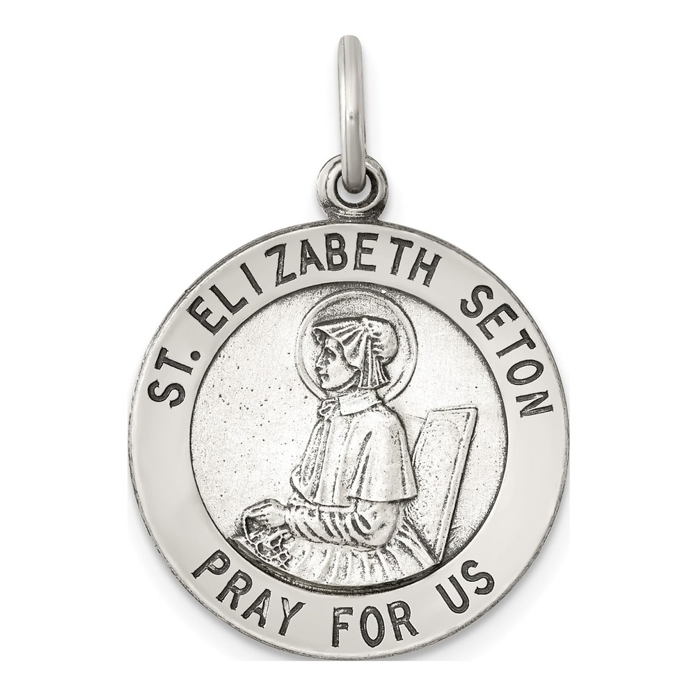 Sterling Silver Antiqued Saint Elizabeth Seton Medal
