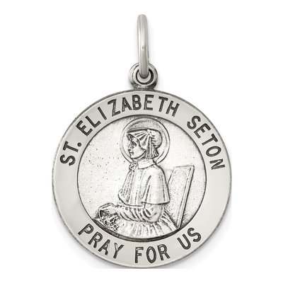 Sterling Silver Antiqued Saint Elizabeth Seton Medal