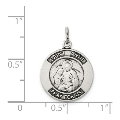 Sterling Silver Antiqued Saint Anne Medal Pendant – view 4
