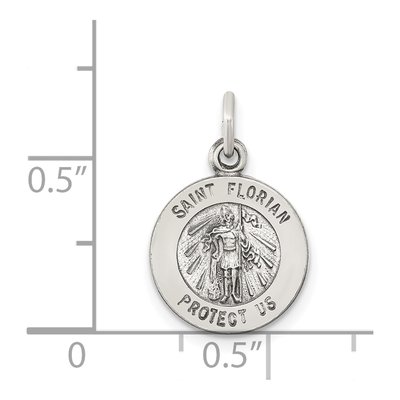 Sterling Silver Antiqued Saint Florian Medal Pendant – view 4