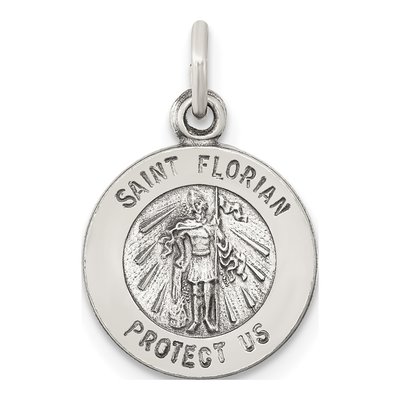 Sterling Silver Antiqued Saint Florian Medal Pendant