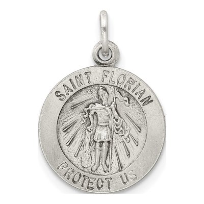 Sterling Silver Antiqued St Florian Medal Pendant