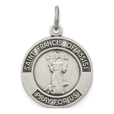 Sterling Silver St Francis of Assisi Medal Pendant