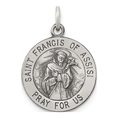 Sterling Silver St Francis of Assisi Medal Pendant