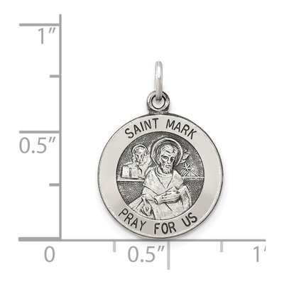 Sterling Silver Antiqued Saint Mark Medal Pendant – view 4