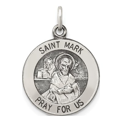 Sterling Silver Antiqued Saint Mark Medal Pendant