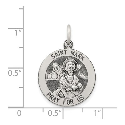 Sterling Silver Antiqued Saint Mark Medal Pendant – view 4