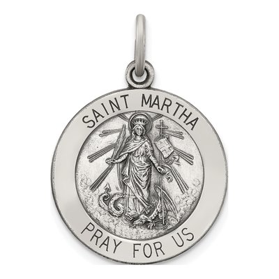 Sterling Silver Saint Martha Medal Pendant