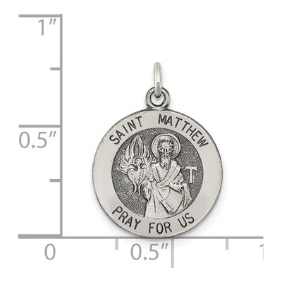 Sterling Silver Antiqued St Matthew Medal Pendant – view 5