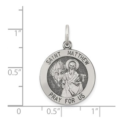 Sterling Silver Antiqued St Matthew Medal Pendant – view 4